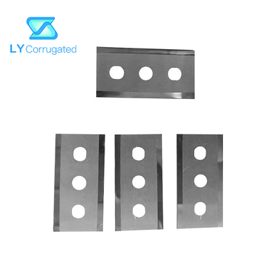 43x22x0.3mm Baja Karbon Tinggi Karbida Tiga Lubang Slitter Blade Untuk Memotong Film Pembungkus