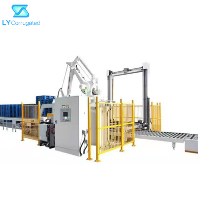 6 Axis Arm Robot Palletizer System Untuk FFG Inline Machine Stitcher Folder Gluer